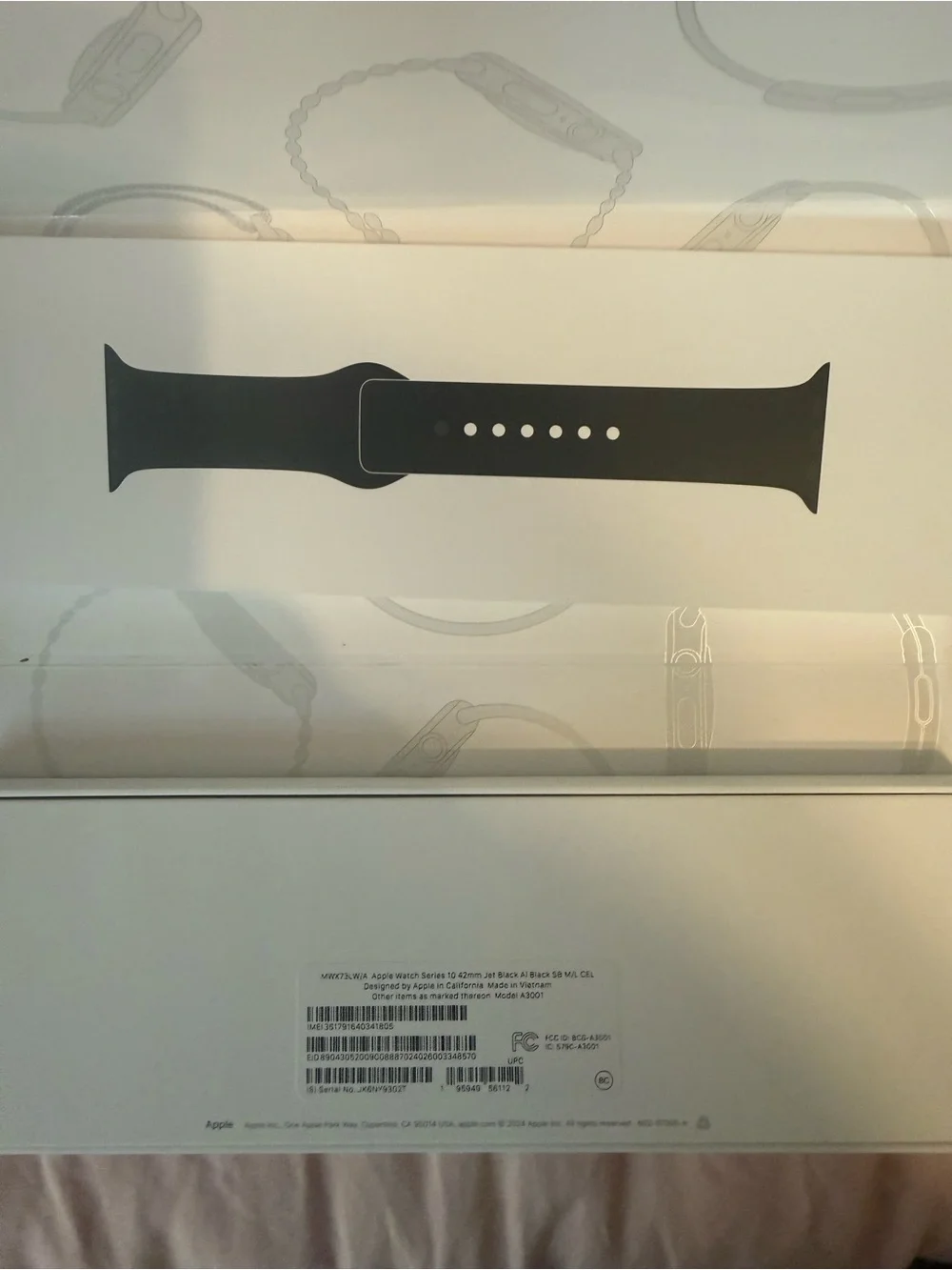 Black Apple Watch Series 10 42MM w: M/L Sport Band - Classic Silicone Strap